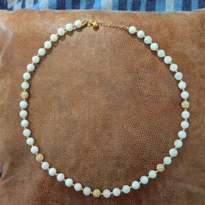 Kate Spade Gold and White Beaded Pave Necklace